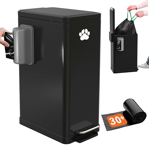 Pupzle Dog Poop Trash Can Outside, 3.2 Gal Metal Dog Waste Trash Can by Pupzle