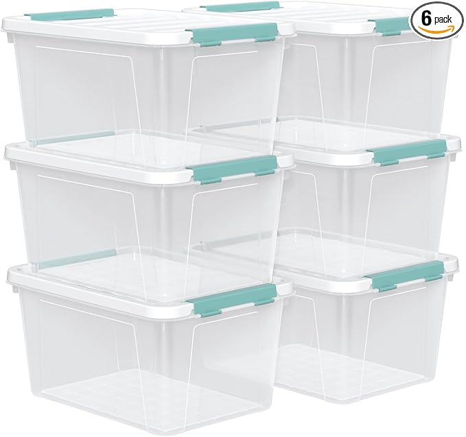 Zopnny 20 Quart Clear Latching Container Box, Plastic Storage Bin by Zopnny