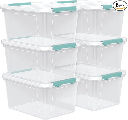 Zopnny 20 Quart Clear Latching Container Box, Plastic Storage Bin by Zopnny