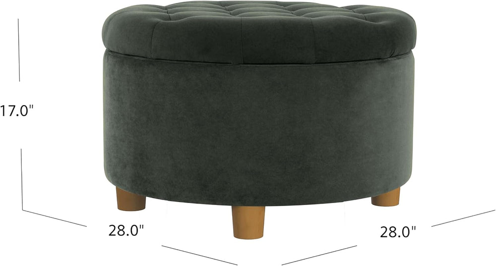 HomePop Home Decor | Large Button Tufted Velvet Round Storage Ottoman | Ottom...