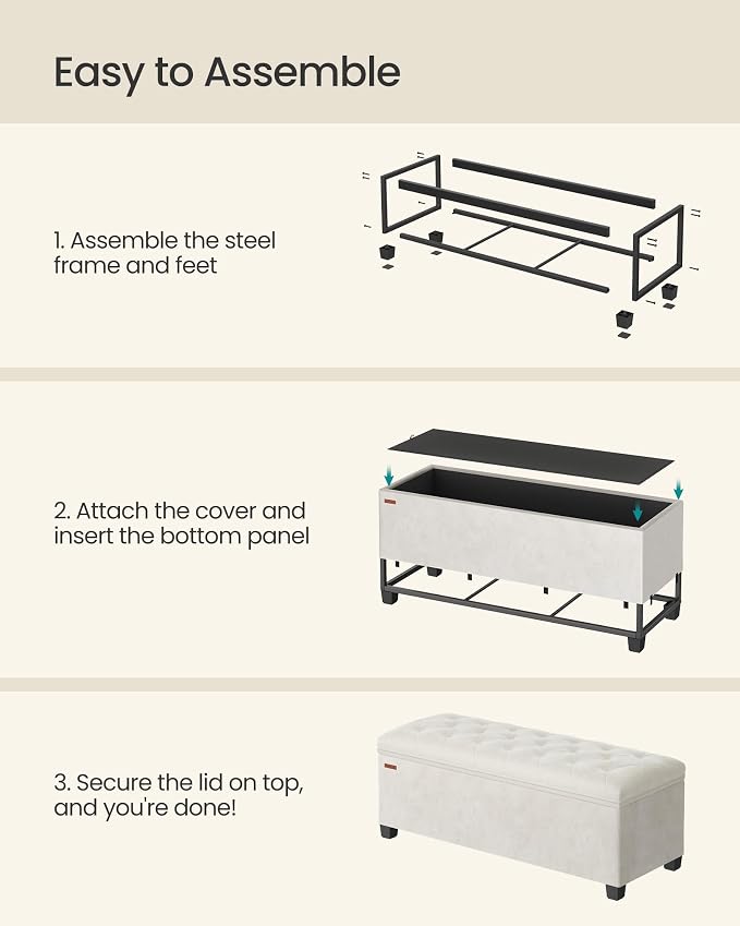 SONGMICS Velvet Storage Ottoman Bench, Foot Rest - Image 6