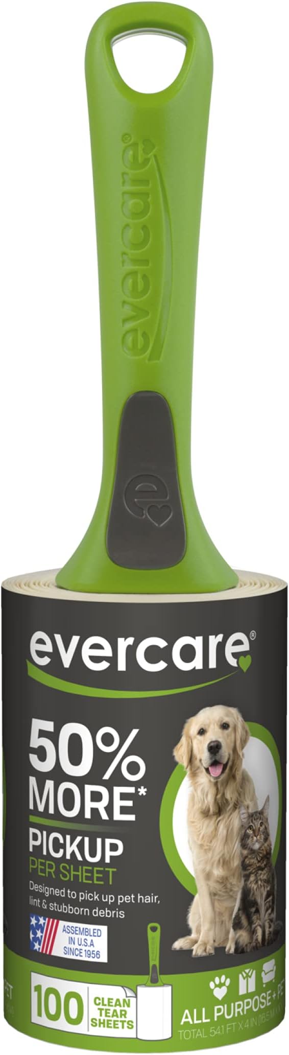 Evercare All Purpose Pet Hair Lint Roller, 100 Sheets – Reusable Sticky Roller - Image 2