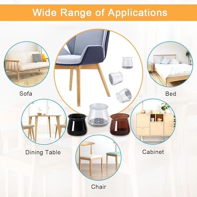 16 Pcs Chair Leg Protectors for Hardwood Floors, Silicone Felt Furniture Leg - Image 5