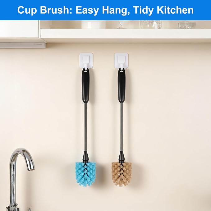 2 Pack Water Bottle Brush, 15-inch Long Handle Cleaning Brush, Kitchen Scrubber - Image 7
