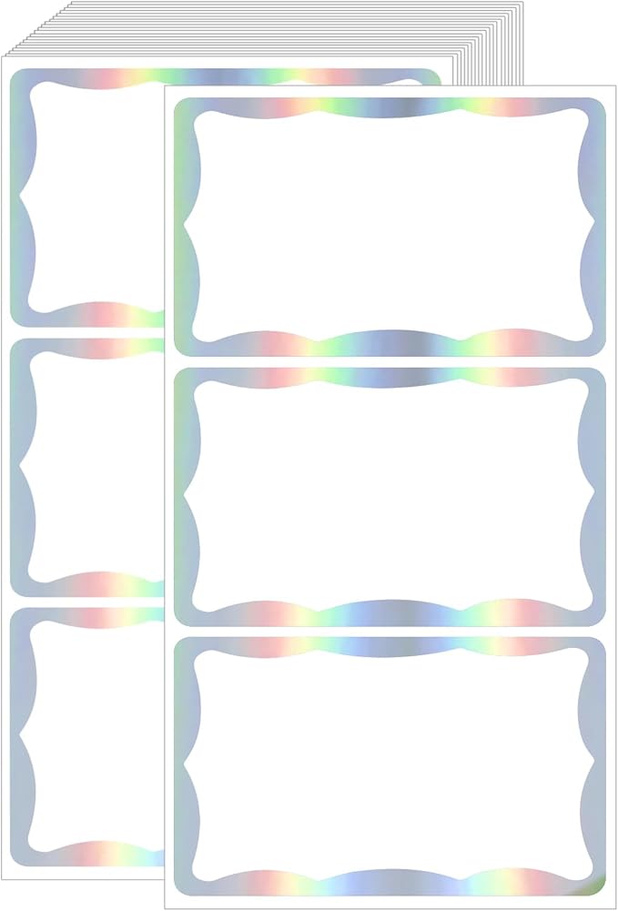 STARLIBOO Holographic Colored Labels Stickers, 3X5 Inch Removable Large Label by STARLIBOO