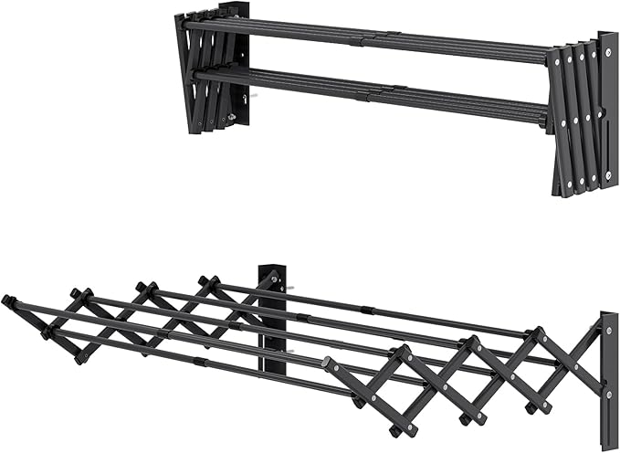 APEXCHASER Clothes Drying Rack Wall Mount, Laundry Drying Rack, Accordion - Image 3