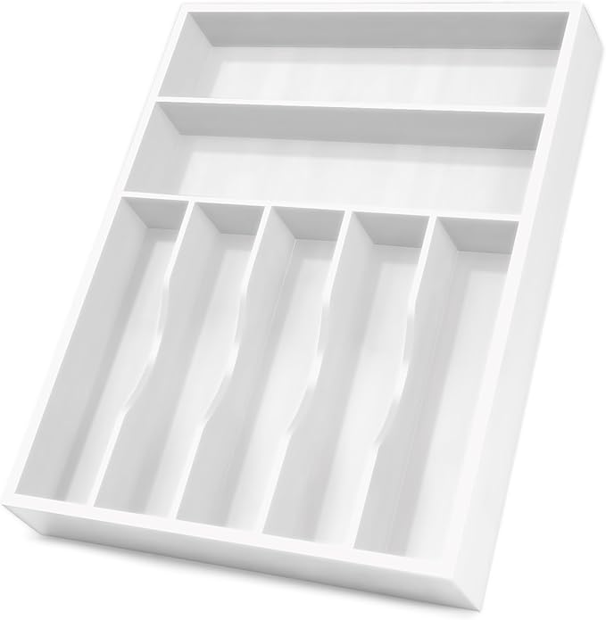 Bellsal White Utensil Organizer 12.5 Inch Silverware Tray by Bellsal