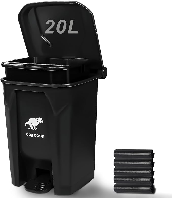 Dog Poop Trash Can Outside, 20L/5Gallon Pedal and Removable Inner Waste Bin by UPPCASIR