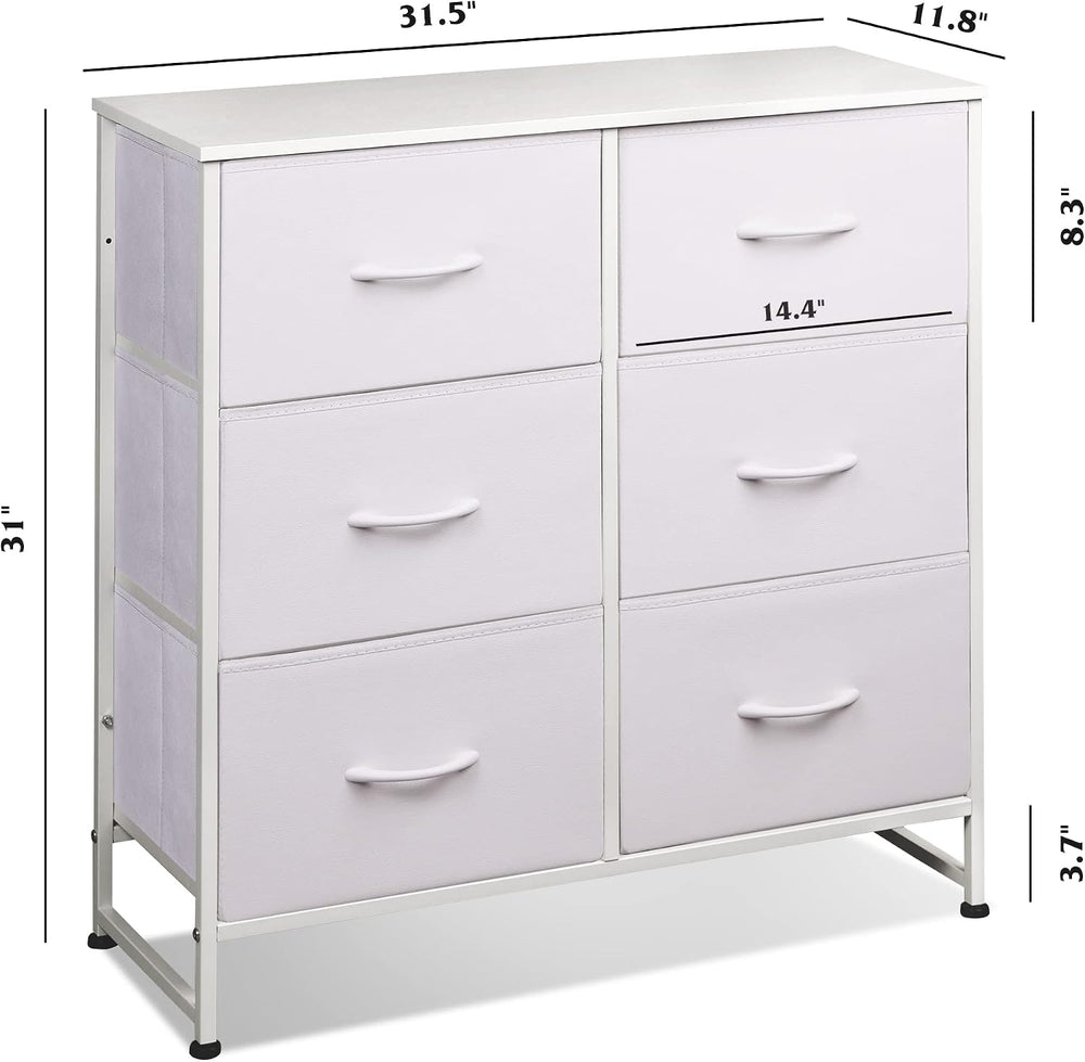 WLIVE Dresser for Bedroom with 6 Drawers, White