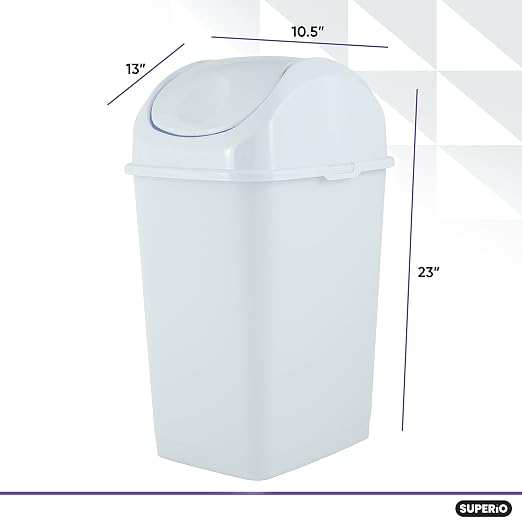 Superio Kitchen Trash Can with Swing Top Lid 9 Gallon Slim Waste Bin 37 Qt - Image 2
