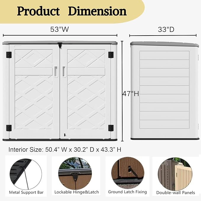 ZZM Large Outdoor Storage Shed, 48 Cu Ft Resin Versatile Storage Cabinet - Image 5