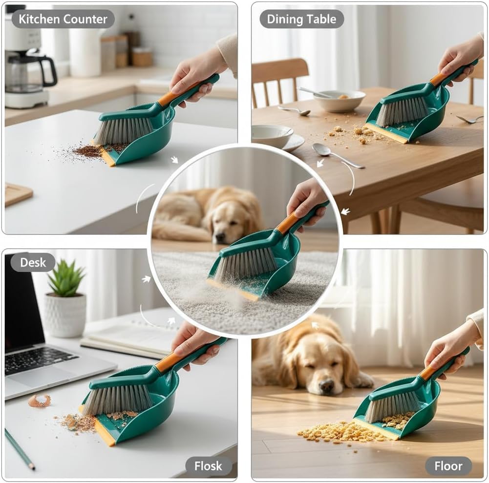 A Multifunctional Broom and Dustpan Set, a Compact Broom and Dustpan for Home Use, Featuring a Plastic Shovel and Brush, Suitable for Camping, Easy to Sweep Various Types of Hair