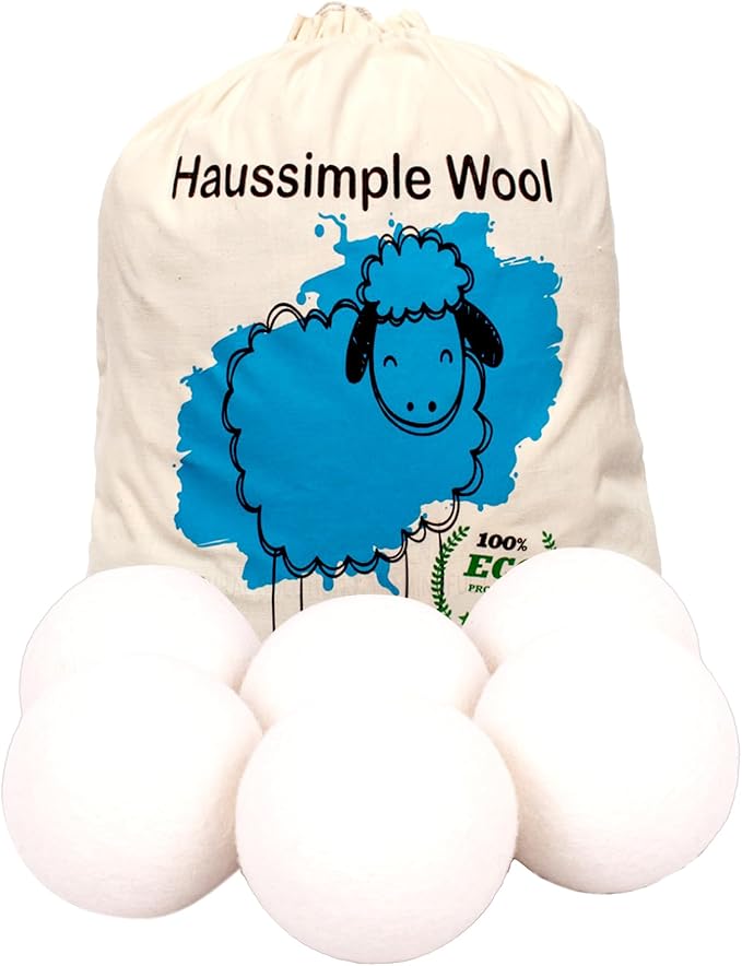 Wool Dryer Balls Organic Felt 6 Pack Laundry Fabric Softener, Extra Large by HAUSSIMPLE