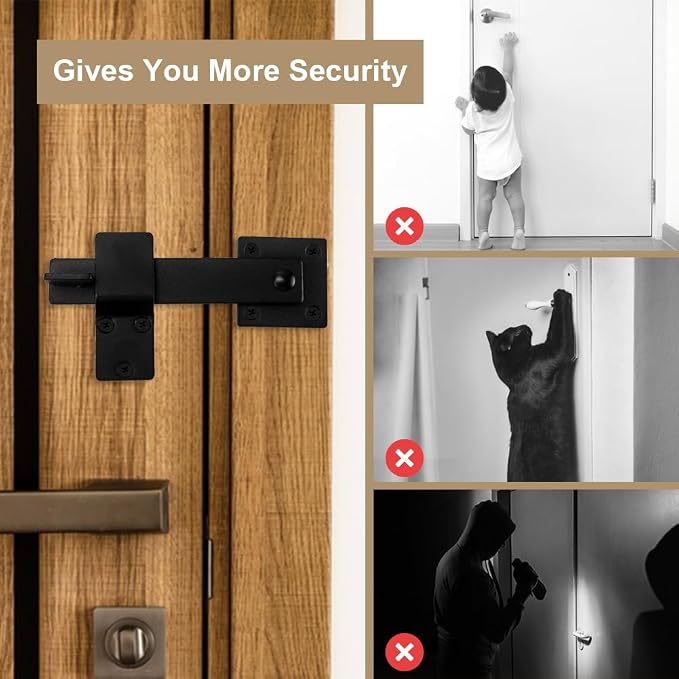 2 Pack Flip Gate Latch Lock 6'' Adjustable Barn Door Lock Hardware Safety - Image 2
