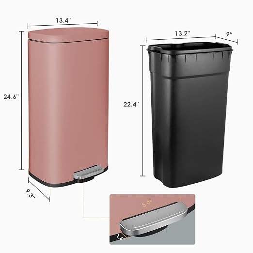 AthLike Trash Can, Stainless Steel Kitchen Garbage Can, Step Waste Bin - Image 6