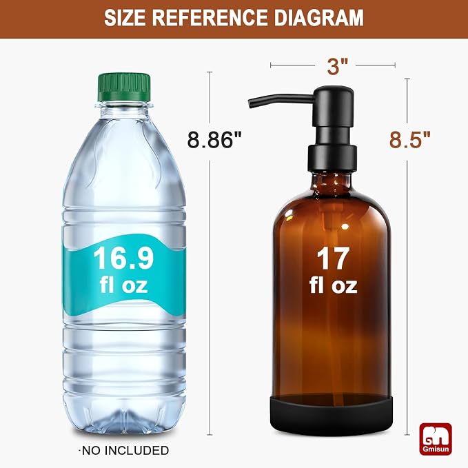 GMISUN Amber Glass Soap Dispenser - Image 2