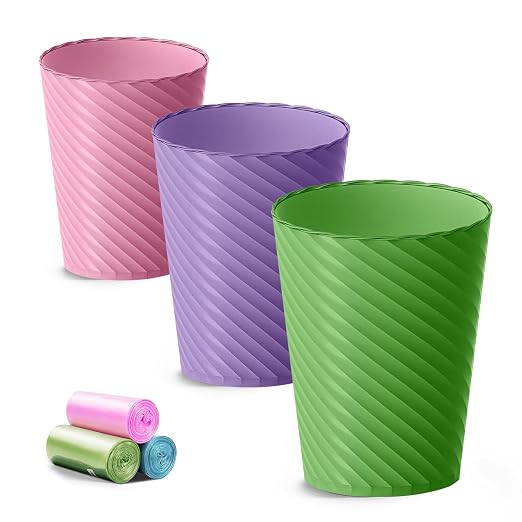 Bathroom Trash Can, 3 Pack 1.8 Gallons Small Trash Can by Lysam