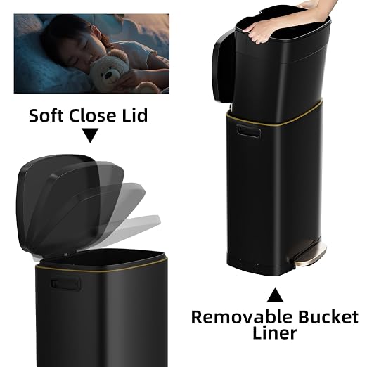 13 Gallon Trash Can with Lid, 50L Fingerprint Proof Stainless Steel Kitchen - Image 3