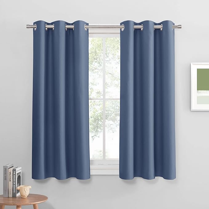 PONY DANCE Stone Blue Bedroom Curtains by PONYDANCE