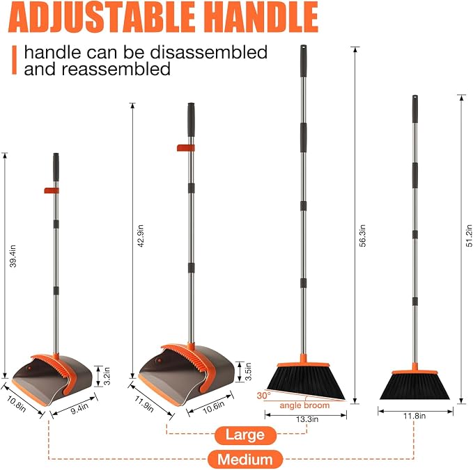 Broom and Dustpan Set, Upgraded Large Broom - Image 2