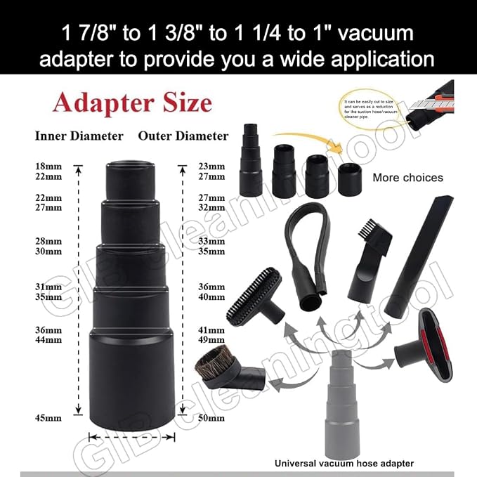 9 Pcs Universal Vacuum Attachments & Brushes - Image 2