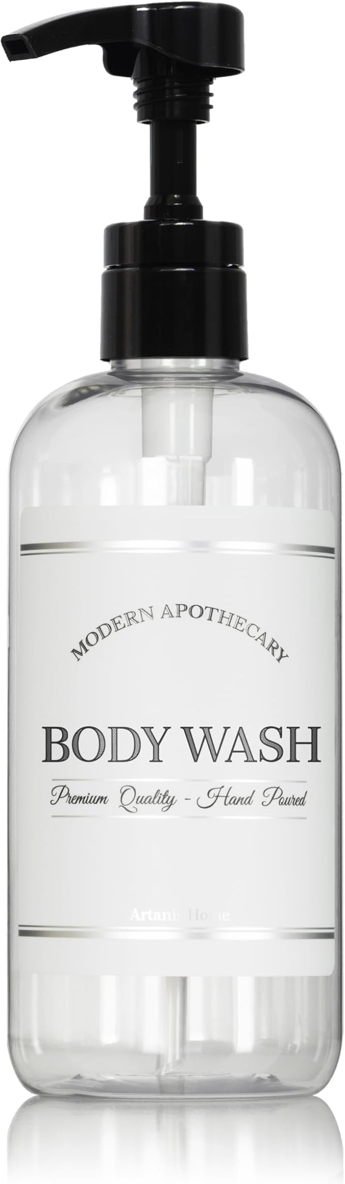 Refillable Clear PET Plastic 16 oz Body Wash Bottle by ArtanisHome