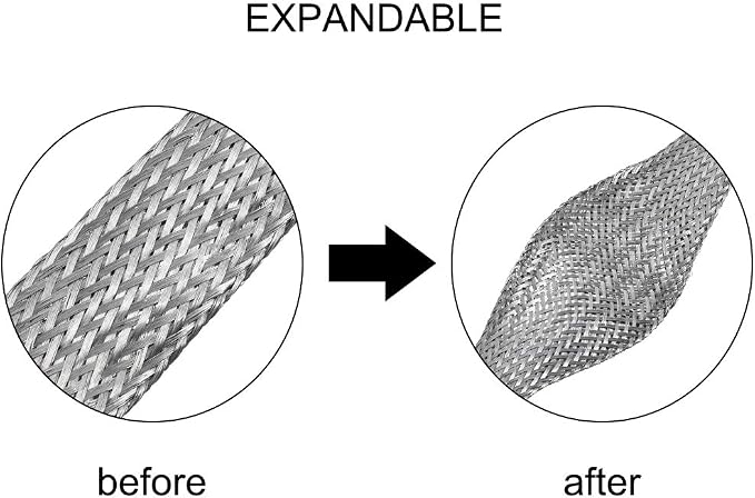uxcell 3.3Ft - 41/64 Inch 304 Stainless Steel Sleeving Expandable Hose Cover - Image 3