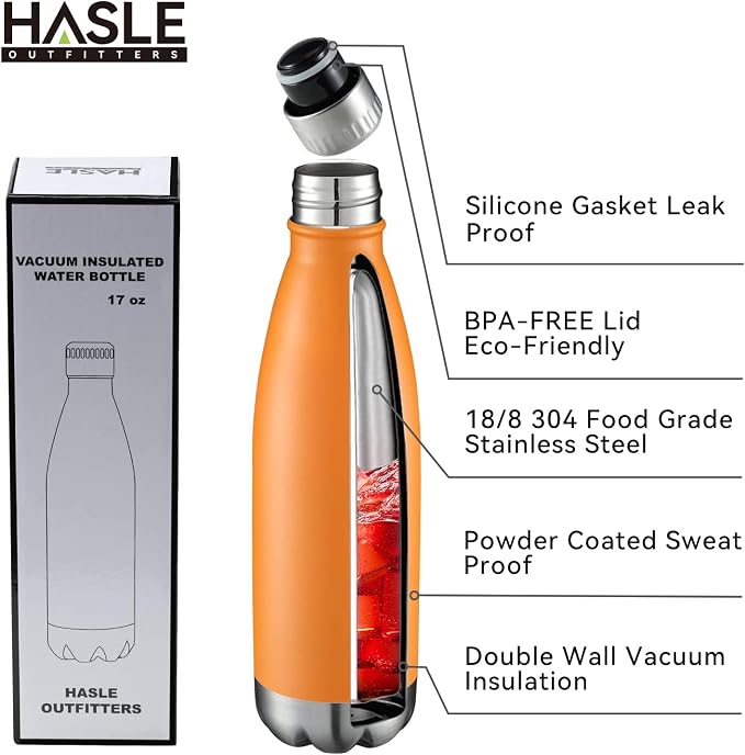 HASLE OUTFITTERS 17oz Stainless Steel Water Bottles Bulk, Vacuum Insulated - Image 2