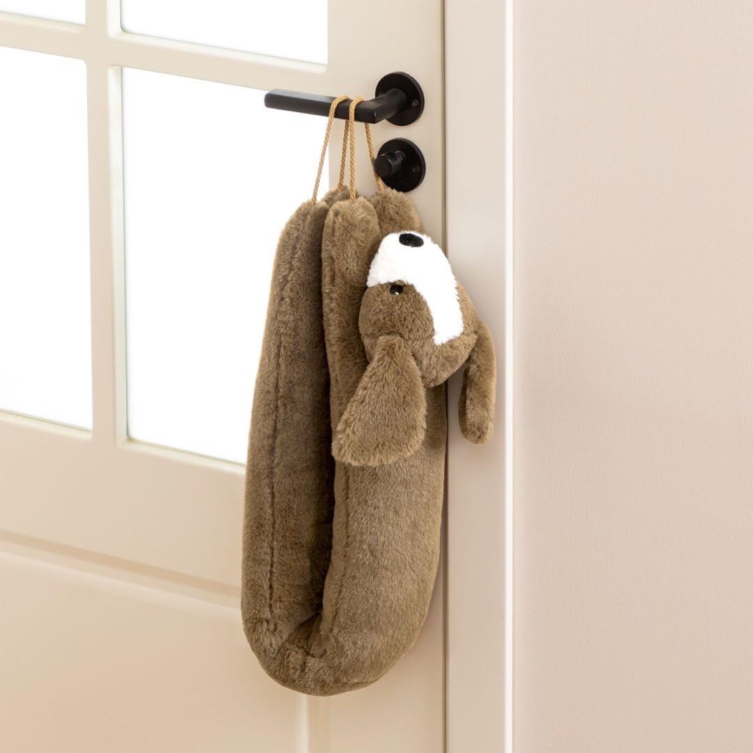 Door Draft Stopper Blocks Hot and Cold Air, 38", Coffee Dog | Blocks Wind and Noise, Weighted Sand and Cotton Filling, Convenient Hanging Loop for Storage, Adorable Animal Design