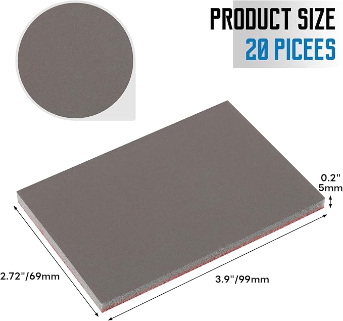 20 Pack 2000 Grit Sanding Sponge, 3 x 4 Inch Soft Foam Sanding Block Wet Dry - Image 2
