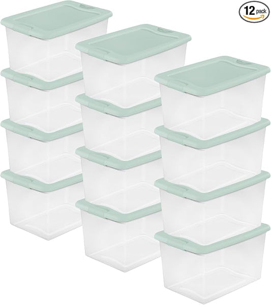 Sterilite 12 Pack Latching Box, 64 Quart, Mindful Mint by Sterilite