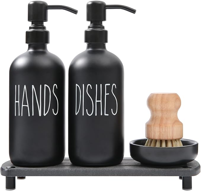 MOMEEMO Matte Black Soap Dispenser Set Comes by MOMEEMO