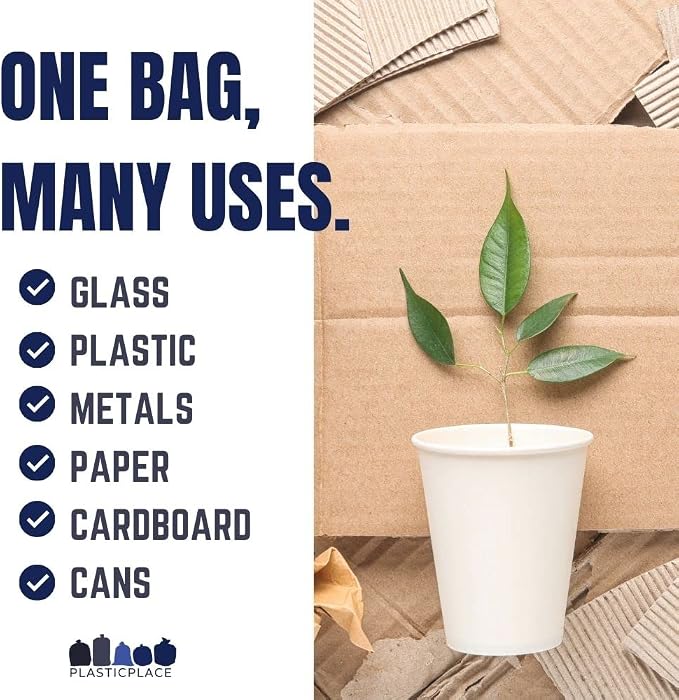 Plasticplace 30-40 Gallon Recycling Trash Bags │ 1.2 Mil│ Blue Garbage Bag - Image 6