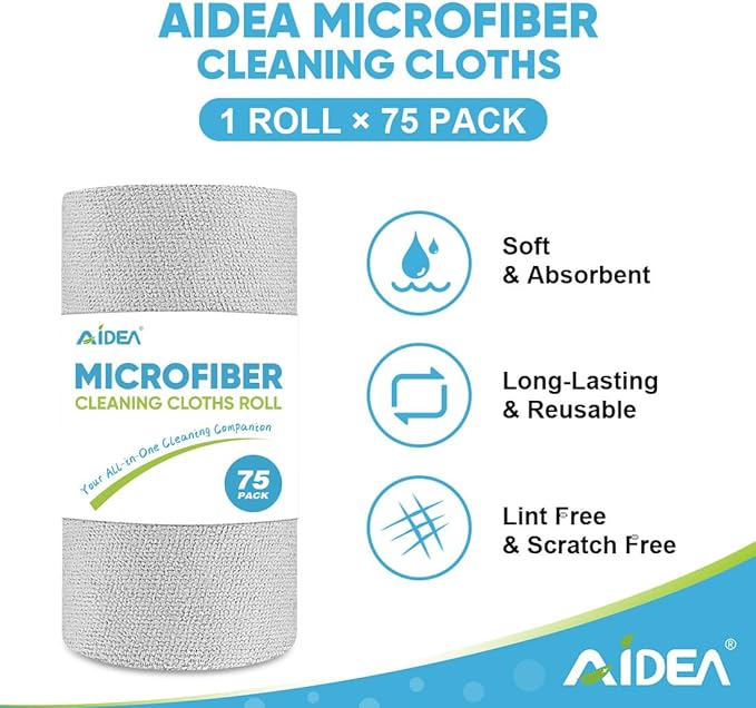 AIDEA Microfiber Cleaning Cloth Roll, Reusable Paper Towels Tear Away Cloth - Image 2
