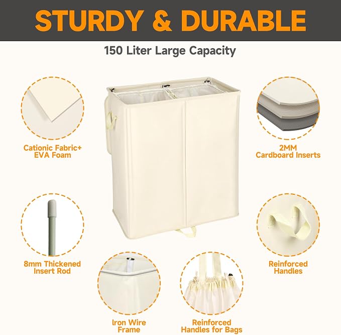 150L Double Laundry Hamper - Image 2