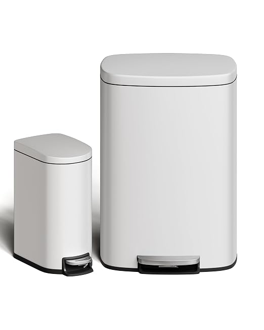 Garvee 13 Gal and 2.6 Gal Metal Trash Can Combo Set, Rustproof Garbage Can by Garvee