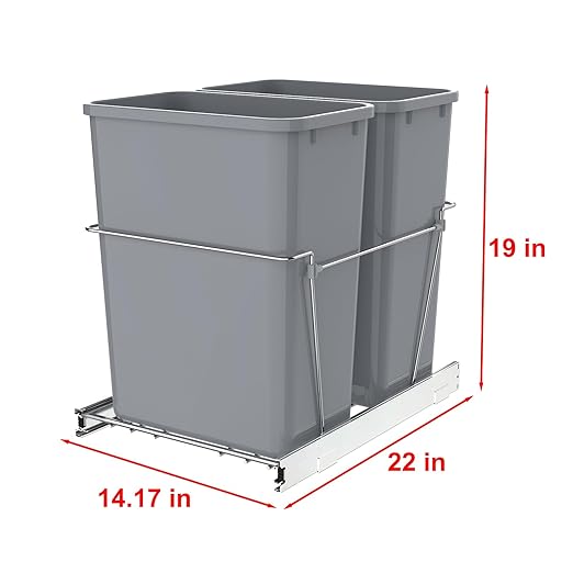 Double Pull-Out Trash Can for Under Kitchen Cabinets Include Double 35QT Trash - Image 2