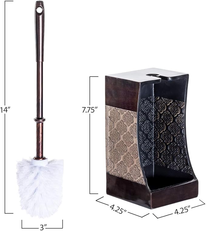 Dahlia Brown Toilet Brush with Holder Set - Image 3