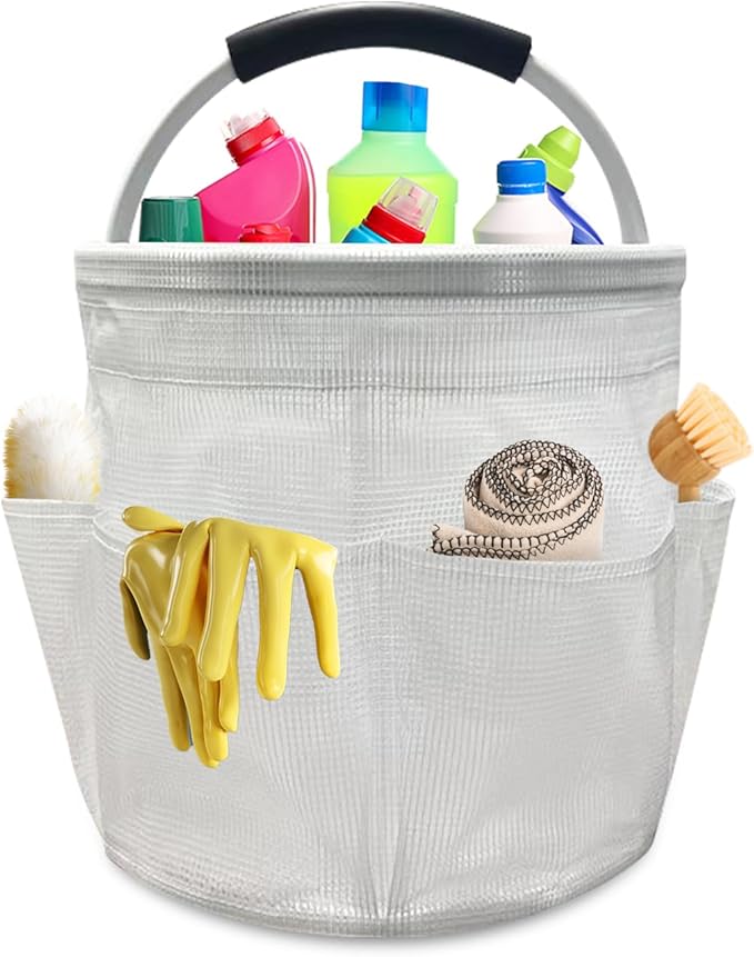 Qivine 17L Cleaning Caddy with Handle, Cleaning Supply Caddy Foldable Tool Bag by Qivine