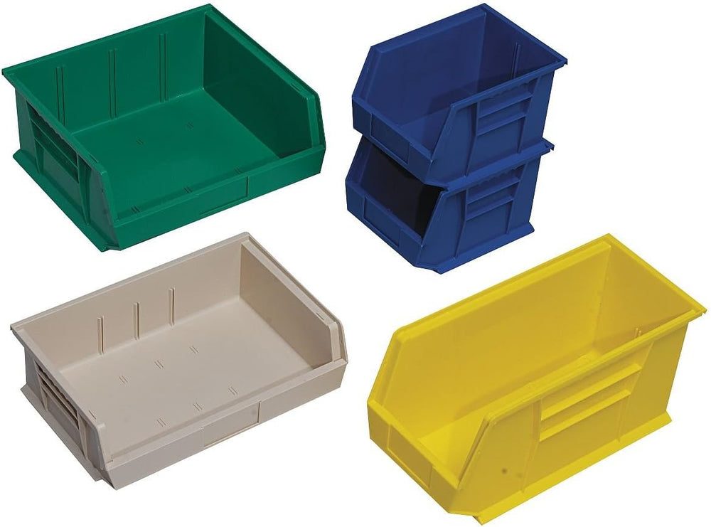 Quantum Storage QUS239 Heavy-Duty Stackable Plastic Storage Bins for Workshop...