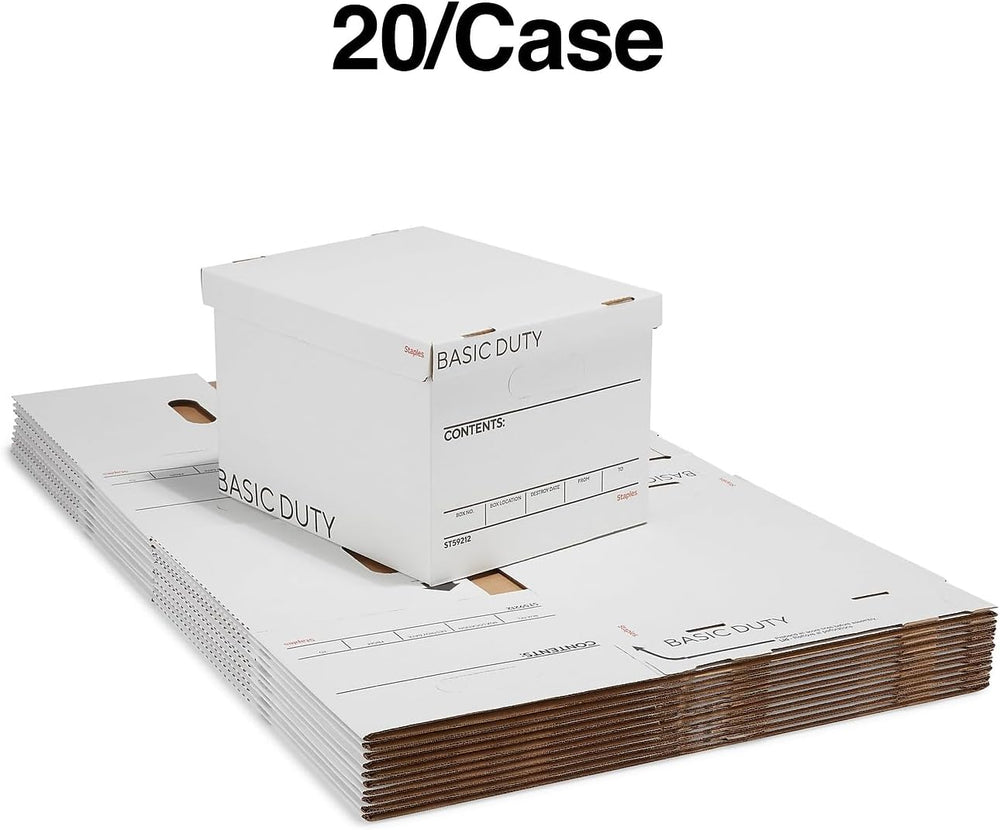 STAPLES Storage & Filing Box, Basic-Duty with Handles & Removeable Li...