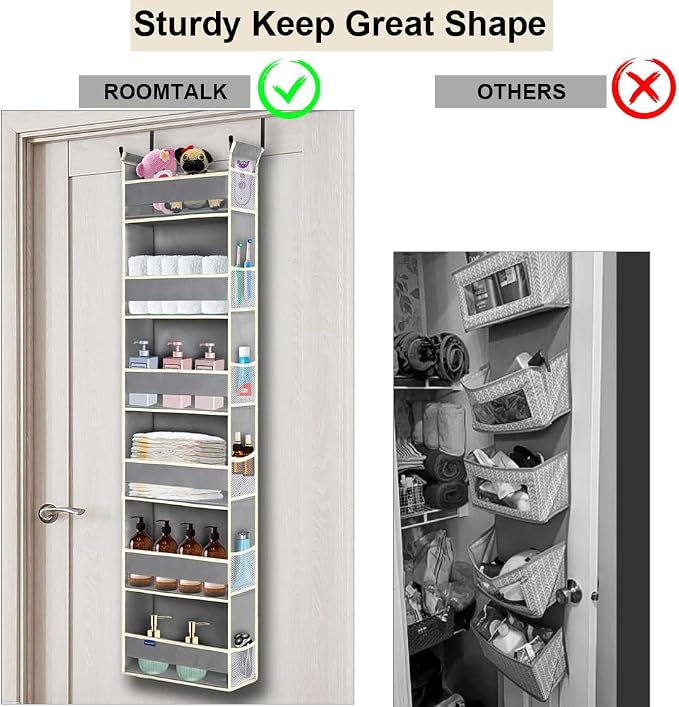 2 Pack Over The Door Hanging Organizer 6-Shelves and 12 Side Pockets, Over The - Image 3