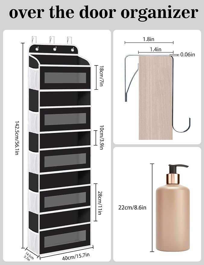 Over The Door Organizer, 5 Shelves Closet Door Hanging Organizer - Image 2