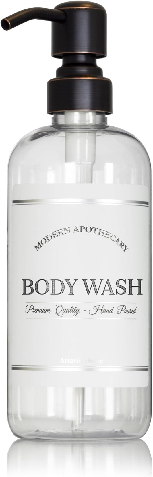 Refillable Clear PET Plastic 16 oz Body Wash Bottle by ArtanisHome