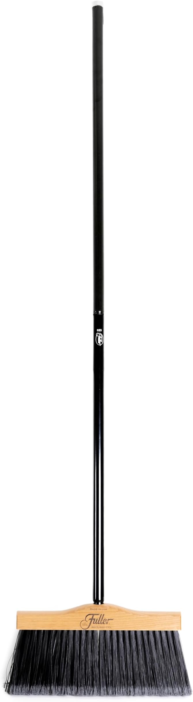 12” Upright Broom with 2 Piece Black Steel Threaded Handle - Image 2
