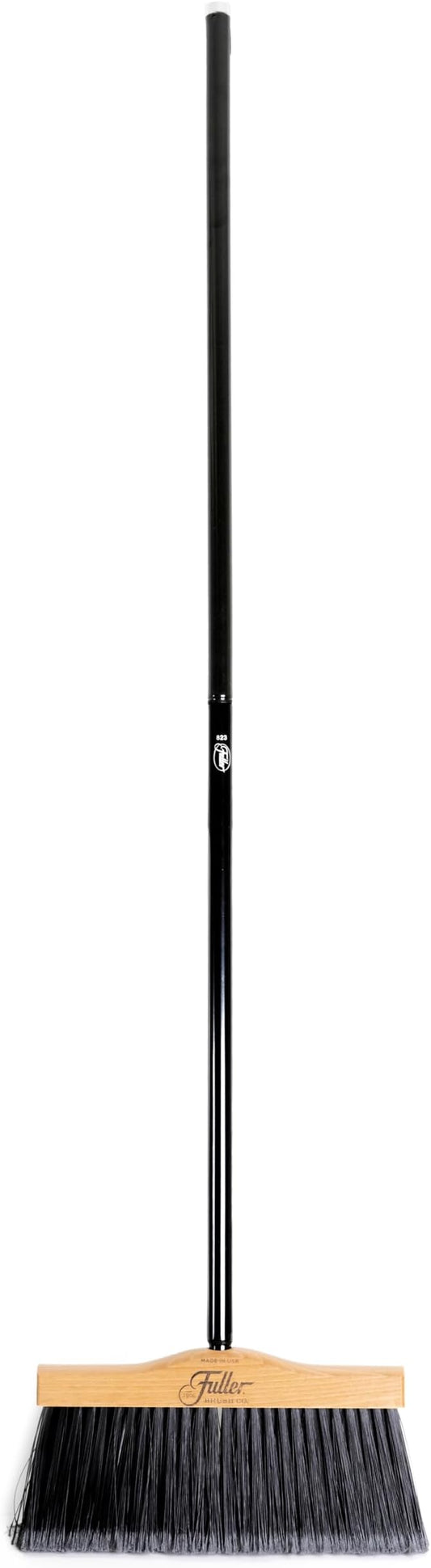 12” Upright Broom with 2 Piece Black Steel Threaded Handle - Image 2