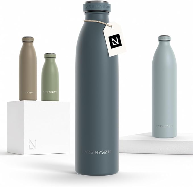 LARS NYSØM Stainless Steel Insulated Water Bottle 12oz 17oz 25oz 34oz 51oz | by LN