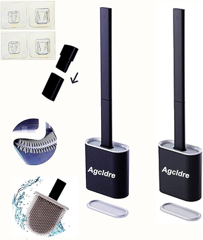 Toilet Brush with Holder Silicone Toilet Brush and Cleaning Brush by Agcldre