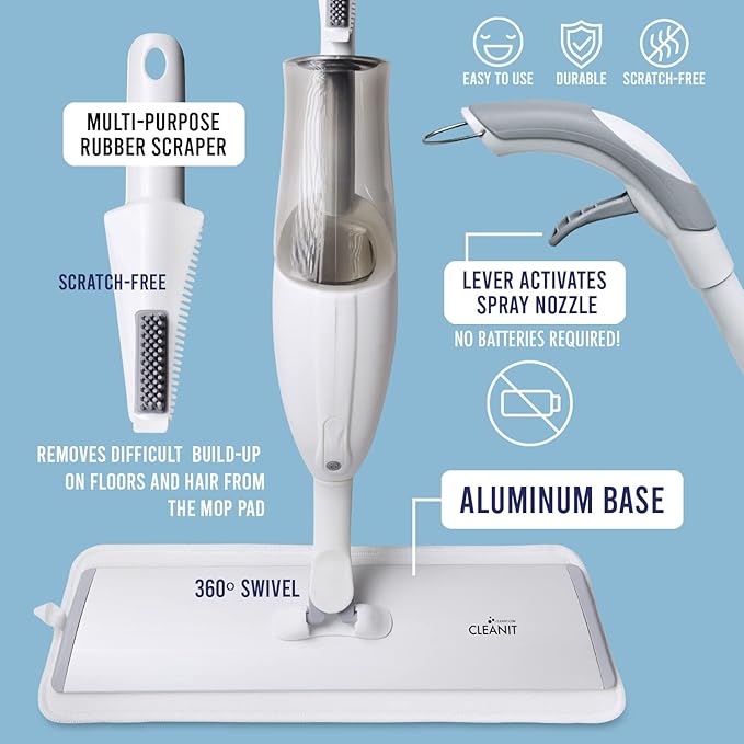 Don Aslett's Spray Mop Plus+ for Floor Cleaning| 360° Rotatable Head | Reusable - Image 2