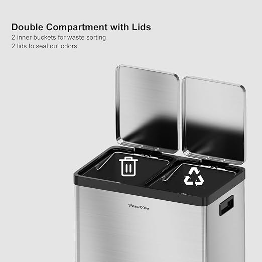 Kitchen Trash Can, 2 x 5.3 Gallon Garbage Can - Image 3